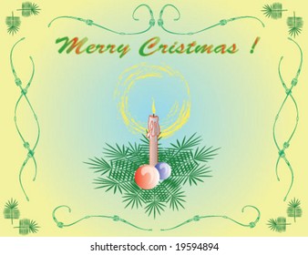 Vector christmas card with candle