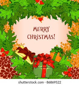 vector Christmas card in cartoon style