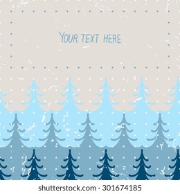 Vector Christmas card with coniferous forest