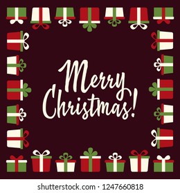 Vector Christmas card with cute gifts