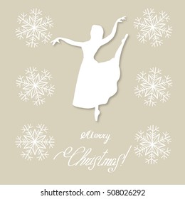 vector of christmas card with dancing girl