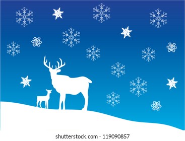 vector Christmas card with deer