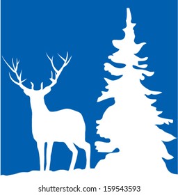 vector Vector Christmas card with deer