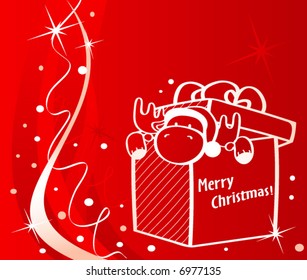 vector christmas card with deer in the box