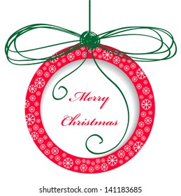vector christmas card design with paper decorative ball