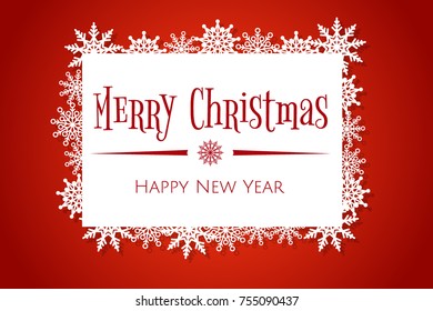 Vector Christmas card design  with snowflake in  paper art style.  Perfect  for winter holidays, New Year and Merry Christmas cards, prints, flayers, banners, invitations . 