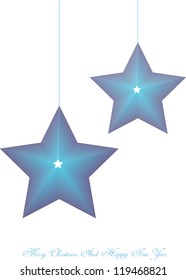 vector christmas card design with two stars and place for your text isolated on white background