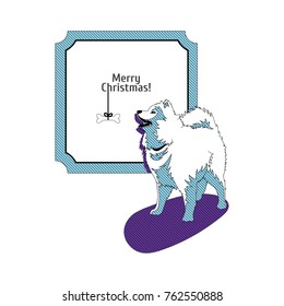 Vector christmas card with dog