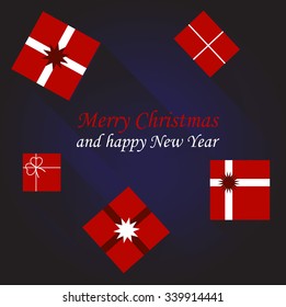 Vector christmas card with gift boxes and place for your own text. 