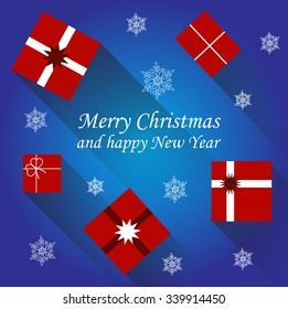 Vector christmas card with gift boxes and place for your own text. 