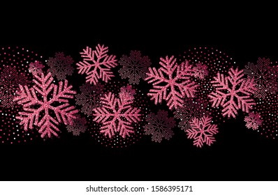 Vector Christmas card with gold snowflakes and glitter