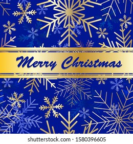 Vector Christmas card. Golden lettering on red background