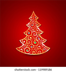 Vector Christmas card with the golden tree