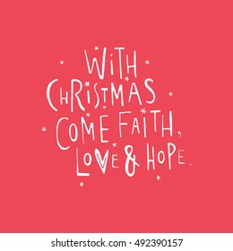 Vector Christmas card with hand lettering. Unique Xmas design. Holiday greetings card - all elements isolated and easy to use. New Year typography.