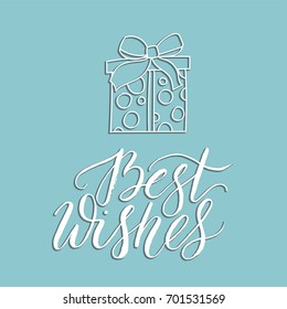 Vector Christmas card with hand lettering. Best wishes.
