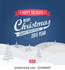 Vector Christmas card. Happy New Year.
