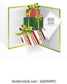 vector christmas card  with holiday gift box