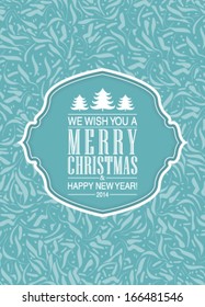 Vector Christmas card or invitation with floral ornament background. Perfect as invitation or announcement.