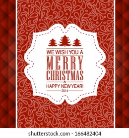 Vector Christmas card or invitation with floral ornament background. Perfect as invitation or announcement.