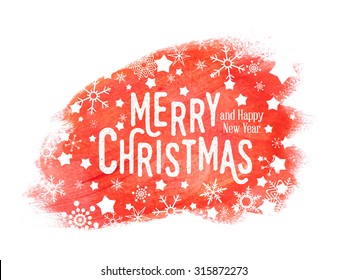 Vector Christmas card. Merry Christmas background in watercolor style, greeting cards, banner, brochure, page design. 