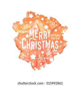 Vector Christmas card. Merry Christmas background in watercolor style, greeting cards, banner, brochure, page design. 