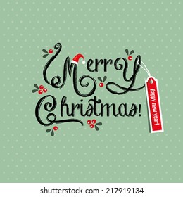 Vector Christmas Card, Merry Christmas Lettering