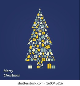 Vector Christmas card. Modern Christmas square background in fresh colors with place for your content. Christmas illustration.