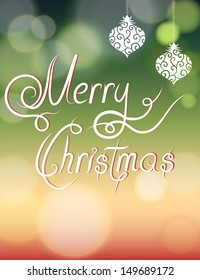 Vector christmas card on the bokeh background