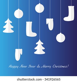 Vector Christmas card with paper decorative elements