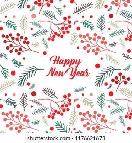 Vector christmas card with pine and berries. Template for invitations, paper design