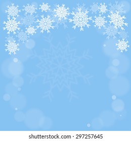 Vector Christmas card with place for your text with white snowflakes on a blue background. Eps 10.
