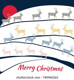 Vector christmas card with reindeer
