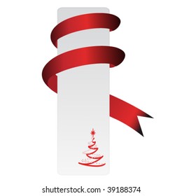 Vector Christmas card with ribbon