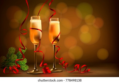 Vector Christmas card with ribbons 