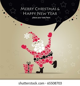 Vector Christmas Card with Santa