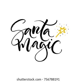Vector Christmas card. Santa magic. Perfect Xmas design for greeting cards and invitations. Handdrawn holiday illustration isolared on white background.