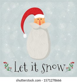 vector christmas card with Santa and text let it snow