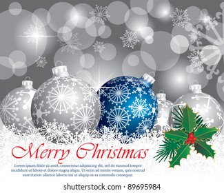 vector Christmas card with silver balls