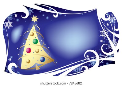 Vector Christmas card with a silver christmas tree