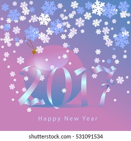 Vector Christmas card with snow ball and the date of the year