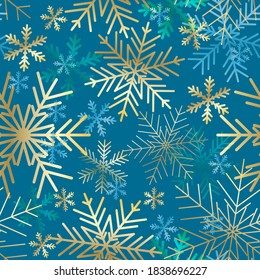 Vector Christmas card. Snowflakes background. Winter seamless pattern. 