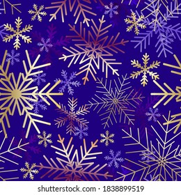Tarjeta de navidad vectorial. El fondo de los copos de nieve. Patrón de invierno sin fisuras. 
