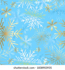 Tarjeta de navidad vectorial. El fondo de los copos de nieve. Patrón de invierno sin fisuras. 