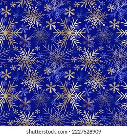 Vector Christmas card. Snowflakes background. Winter seamless pattern.