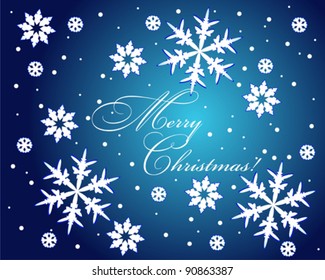 Vector Christmas Card with snowflakes. Vector Illustration.