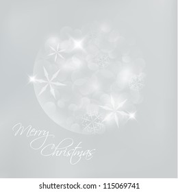Vector Christmas card with snowflakes and lights in the circle