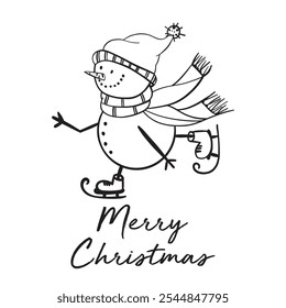 Tarjeta de Navidad de Vector con muñeco de nieve