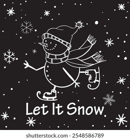 Vector christmas card with snowman