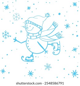 Vektor Weihnachtskarte mit Schneemann