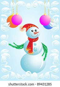 Vector Christmas card  snowman